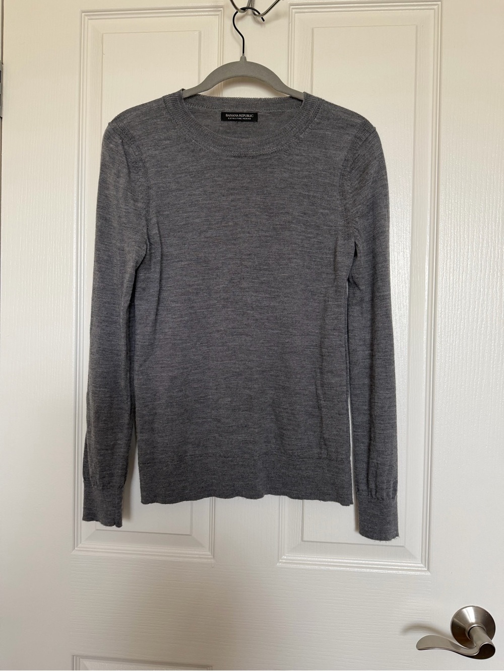 Banana Republic Gray Knit Sweater with Brown Accent